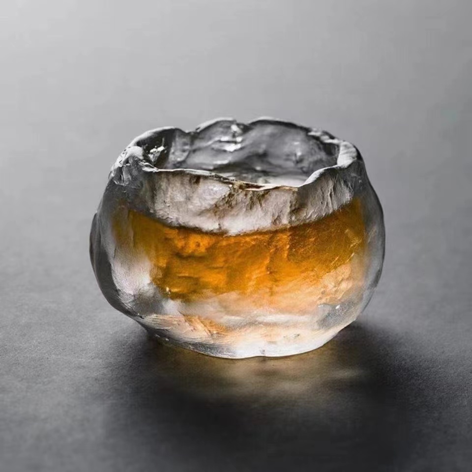 琉璃燒 茶具小套裝琉璃冰凍燒主人茶杯 磨砂上神杯 單杯玻璃杯 日式酒杯 李子柒同款茶杯