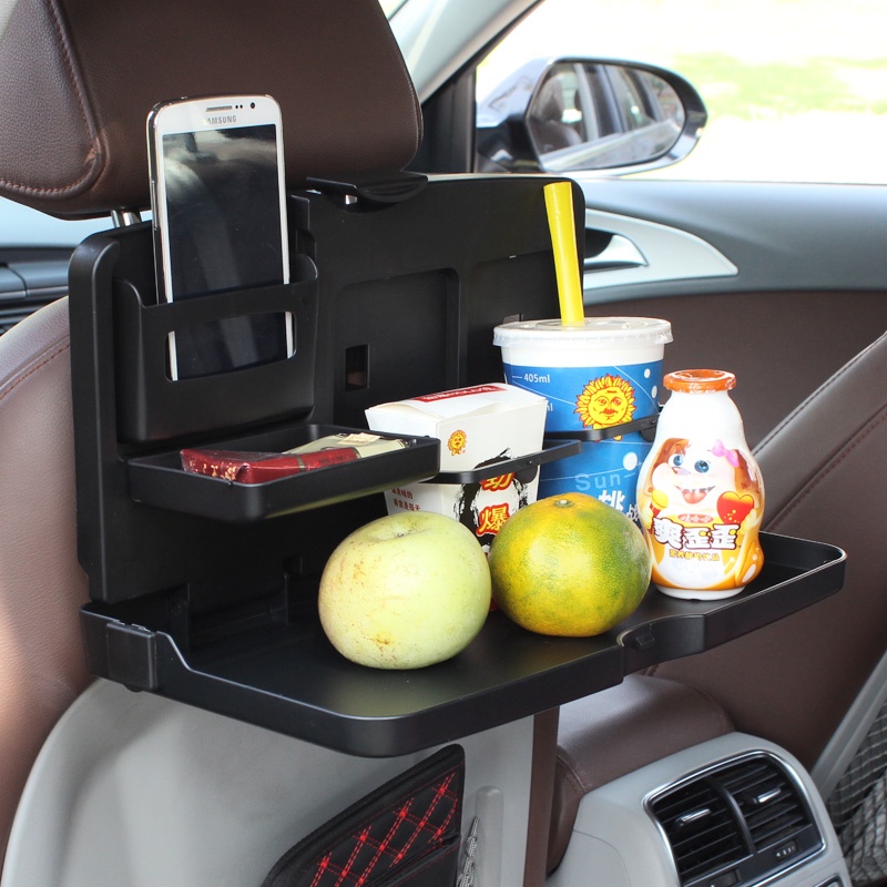 【汽車用品特賣】汽車用餐盤多功能車載后座餐臺固定置物茶杯水杯架車內可折疊餐桌