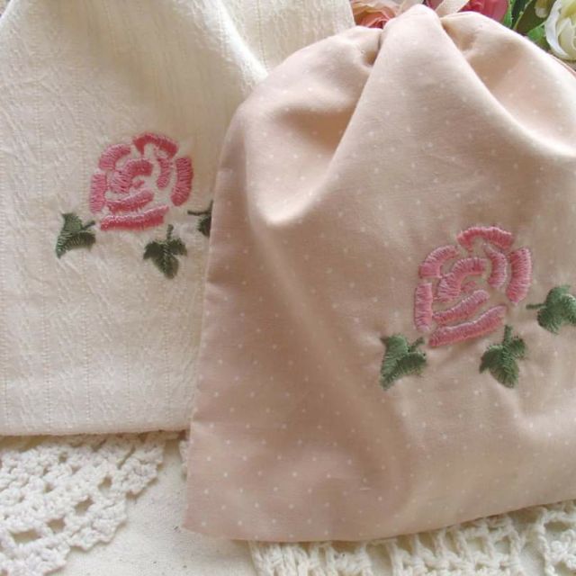 🌹日本製Many玫瑰花絕版束口收納袋