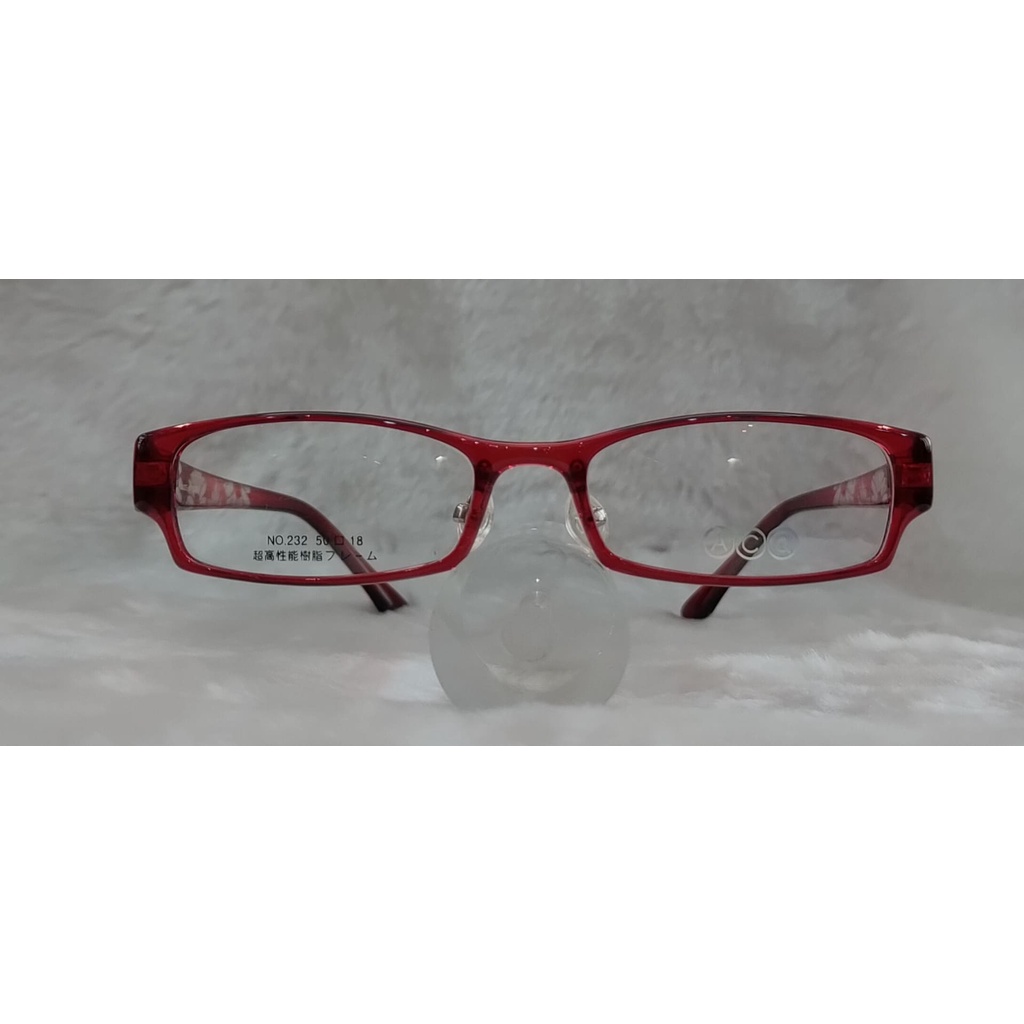 閃亮眼鏡館 韓國製造 TR90光學鏡框 鼻墊款 超彈性樹脂 加寬型  超輕 不變形 不外擴 232 雕花腳款 紅色