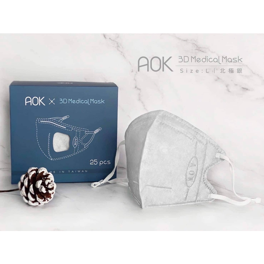 台灣製 AOK 醫用成人立體口罩 3D立體口罩 黑色 25入/盒(附原廠口照收納袋)