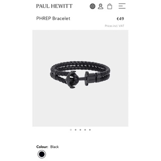 Paul Hewitt | 黑釦皮革手環 黑 XL (二手）