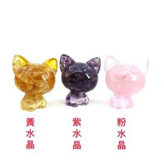天然水晶碎石（招財貓）滴膠3D立體招財貓小擺件