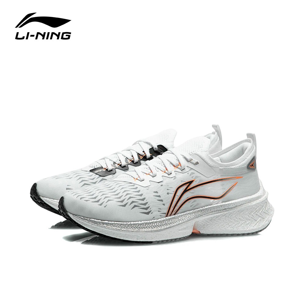 【LI-NING 李寧】飛電Discovery反光一體織穩定競速男子慢跑鞋 標準白 (ARMR005-1)