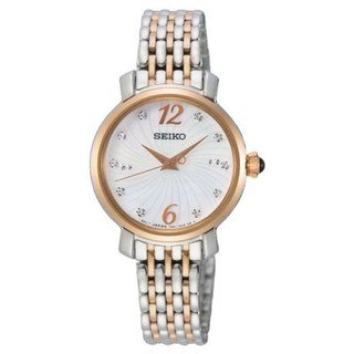 SEIKO 精工錶 時尚真鑽風格雙色腕錶 / 白面 28mm