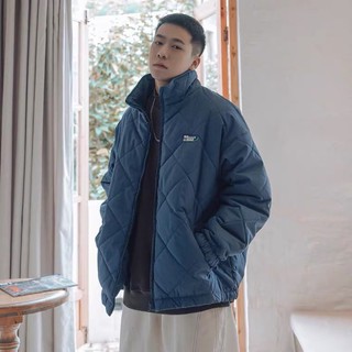 {Monday}韓國鋪棉外套 立領保暖外套 菱格 防風外套 厚鋪棉 百搭素面 寬鬆