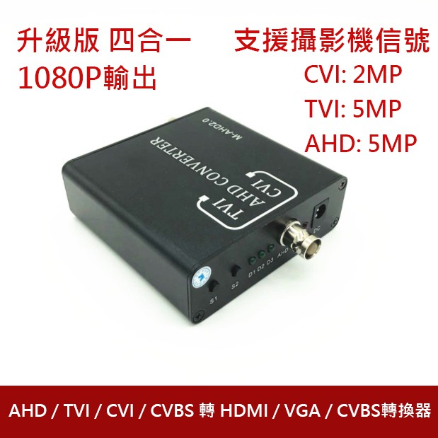 【夜野3C】TVI/CVI/AHD/CVBS轉HDMI/VGA/CVBS同軸高清轉換器 1080P攝影機轉HDMI轉換器