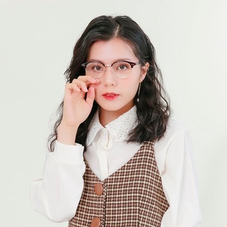 【ASLLY】眉框小圓濾藍光眼鏡｜復古茶金 文青男女必備 中性時尚 小圓框形 Y1069