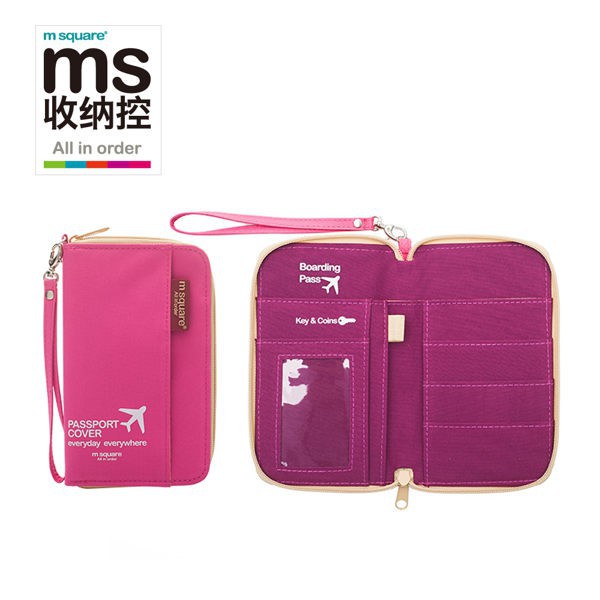 【M Square】短版拉鍊護照夾-粉紅