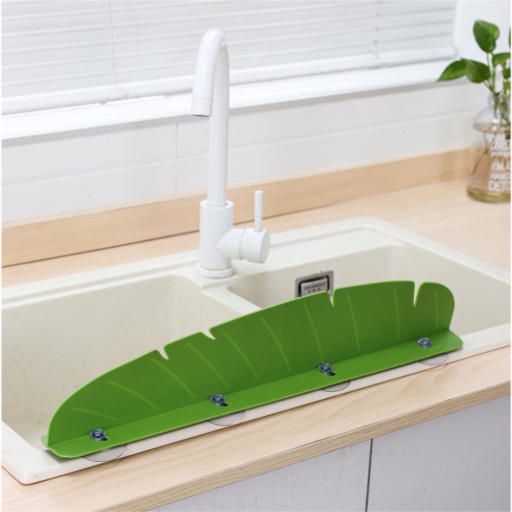 『在台現貨 快速發貨』芭蕉葉造型吸盤式擋水板 廚房流理台防濺水隔板