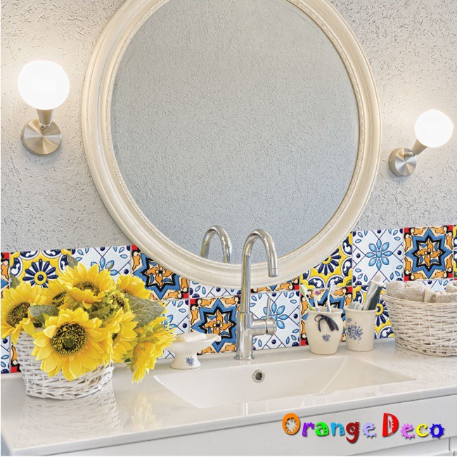 【橘果設計】歐風藝術花磁磚貼 花磚貼 DIY組合壁貼 牆貼 壁紙 室內設計裝潢裝飾佈置
