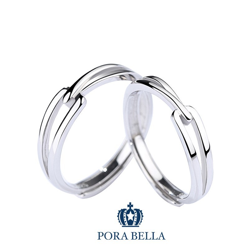 Porabella925 絆 純銀對戒珍愛永恆告白愛情可調開口式對戒rings Vip尊榮包裝1件免運 蝦皮購物