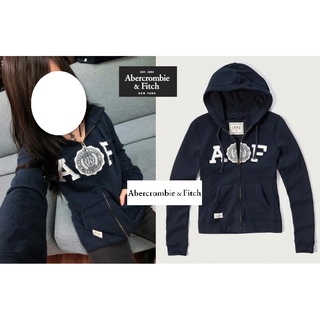 §上鉌嚴選 A&F Abercrombie Applique Logo Graphic Hoodie 徽章連帽外套-深藍