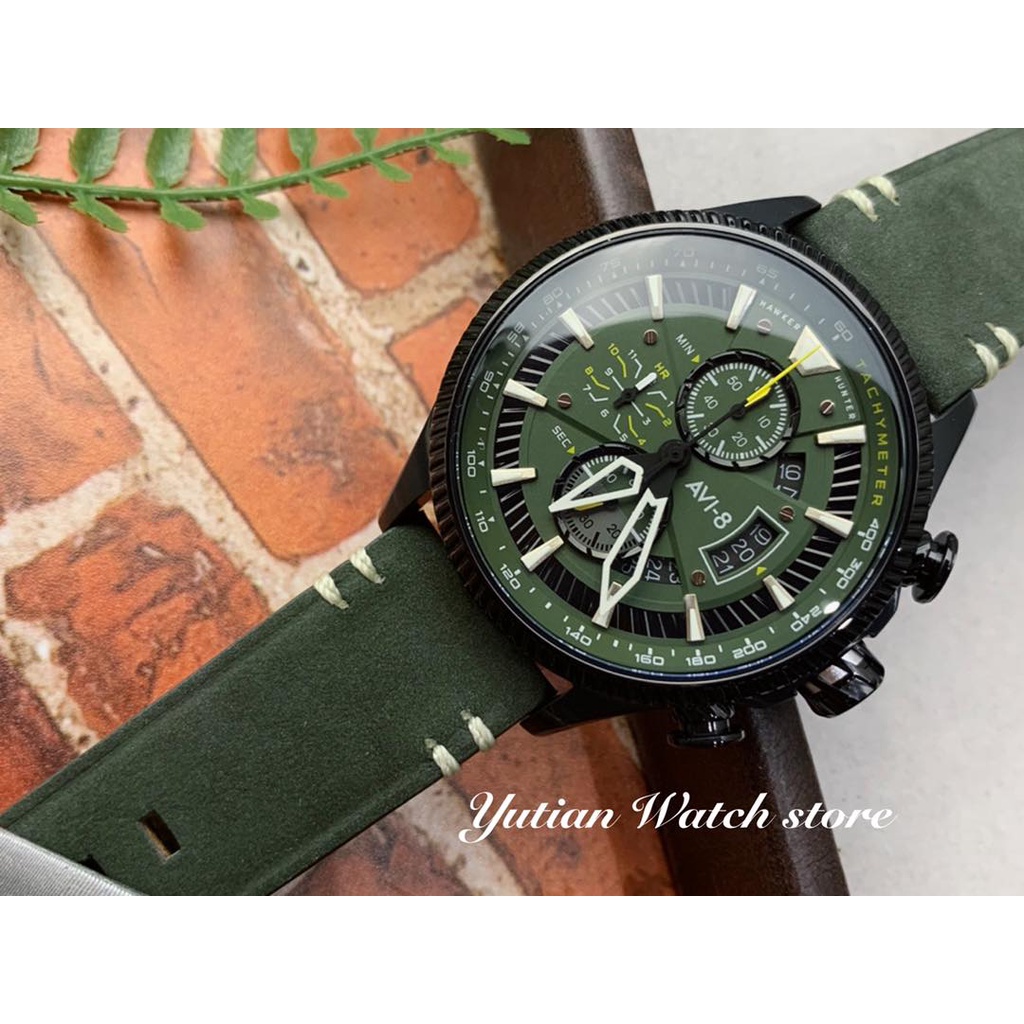 【AVI-8】Hawker Hunter 帥氣手錶(綠 AIAV406402 )實體店面_（預購款）