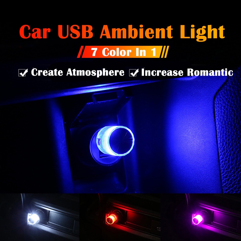 汽車LED氛圍燈 迷你USB 派對環境造型裝飾燈 便攜式 即插即用 汽車裝飾燈 氣氛燈 照地燈 室內燈 七種柔光 筆電燈