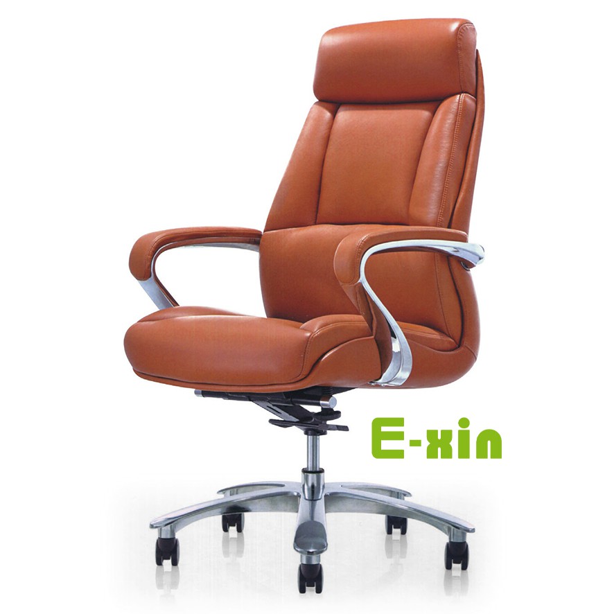 【E-xin】滿額免運 637-2 大型牛皮辦公椅 牛皮 辦公椅 電腦椅 真皮 人體工學椅 主管椅
