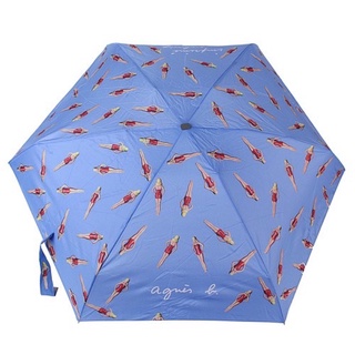 agnes b. Barbie泳裝芭比圖案 三段摺疊傘(天藍色)