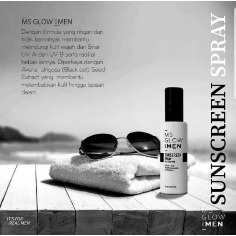 sunscreen spray Ms Glow man