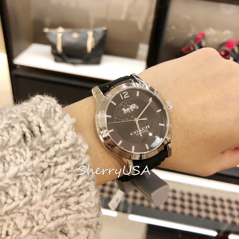 COACH 現貨＄3250 石英機芯防水錶 🇺🇸雪莉美國現貨 🇺🇸 中性款黑色白色 不銹鋼錶殼和橡膠錶帶