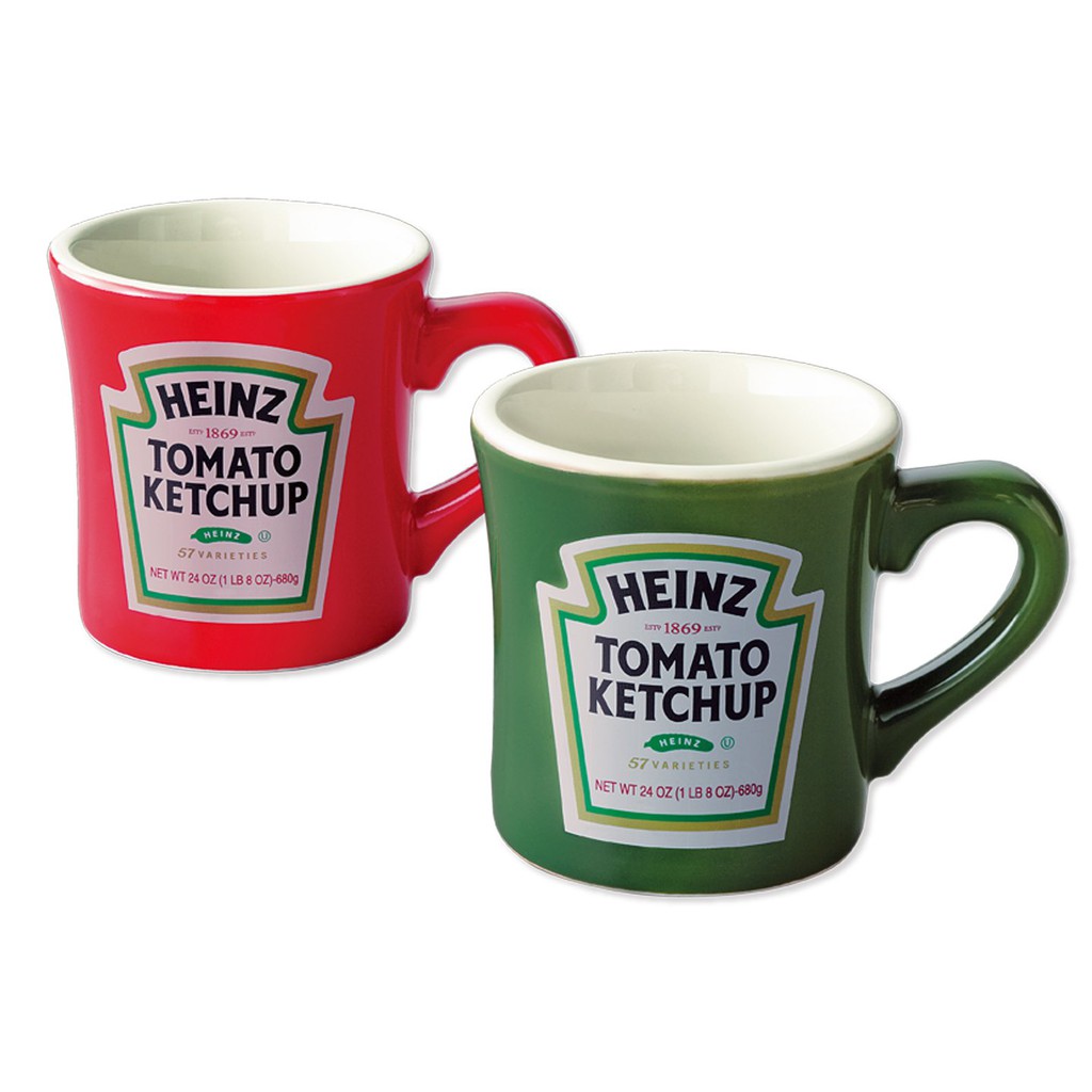 《齊洛瓦鄉村風雜貨》日本HEINZ 美國番茄醬之王 亨氏馬克杯組 紅色 綠色馬克杯 馬克杯2入組 附木質盒子