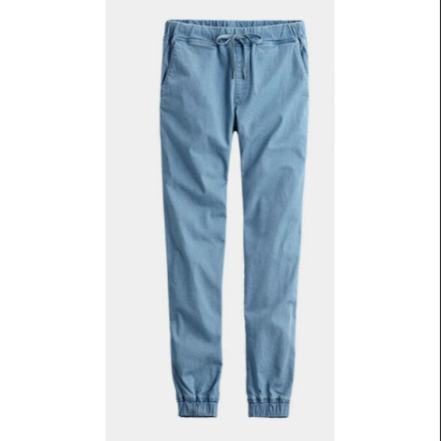 Lativ（XL）軟牛仔束口褲，淺藍
