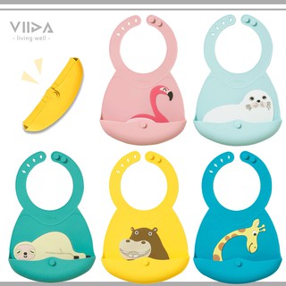 臺灣 VIIDA Joy 便攜式矽膠圍兜 歡樂動物園款