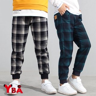 【YBA童裝】韓版時尚格子休閒長褲10/05(黑/藍)【K59002】[預購]
