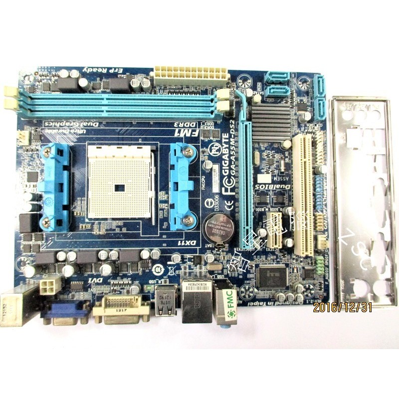 智星電腦◎二手良品 技嘉 GA-A55M-DS2 V2.1 FM1主機板合板 全固態 DDR3附檔板