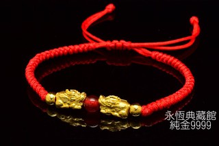 【永恆典藏館嚴選金飾】J'code真愛密碼【咬錢貔貅】編織金手鍊 下標前請先詢價 做工精細時尚又保值