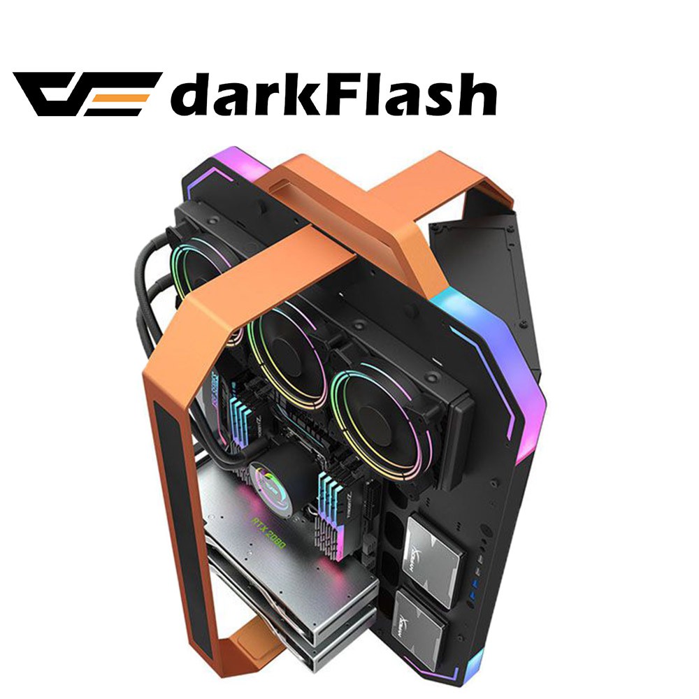 darkFlash Blade-X 開放式機箱/電腦機殼-黑橘色(不含風扇) 現貨 廠商直送