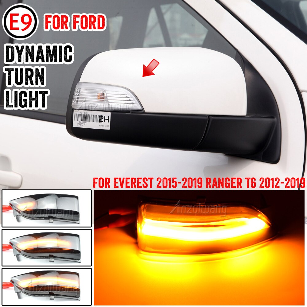 適用於福特Everest 2015-2019 Ranger T6 汽車 動態 LED 轉向燈 後視鏡 轉向燈
