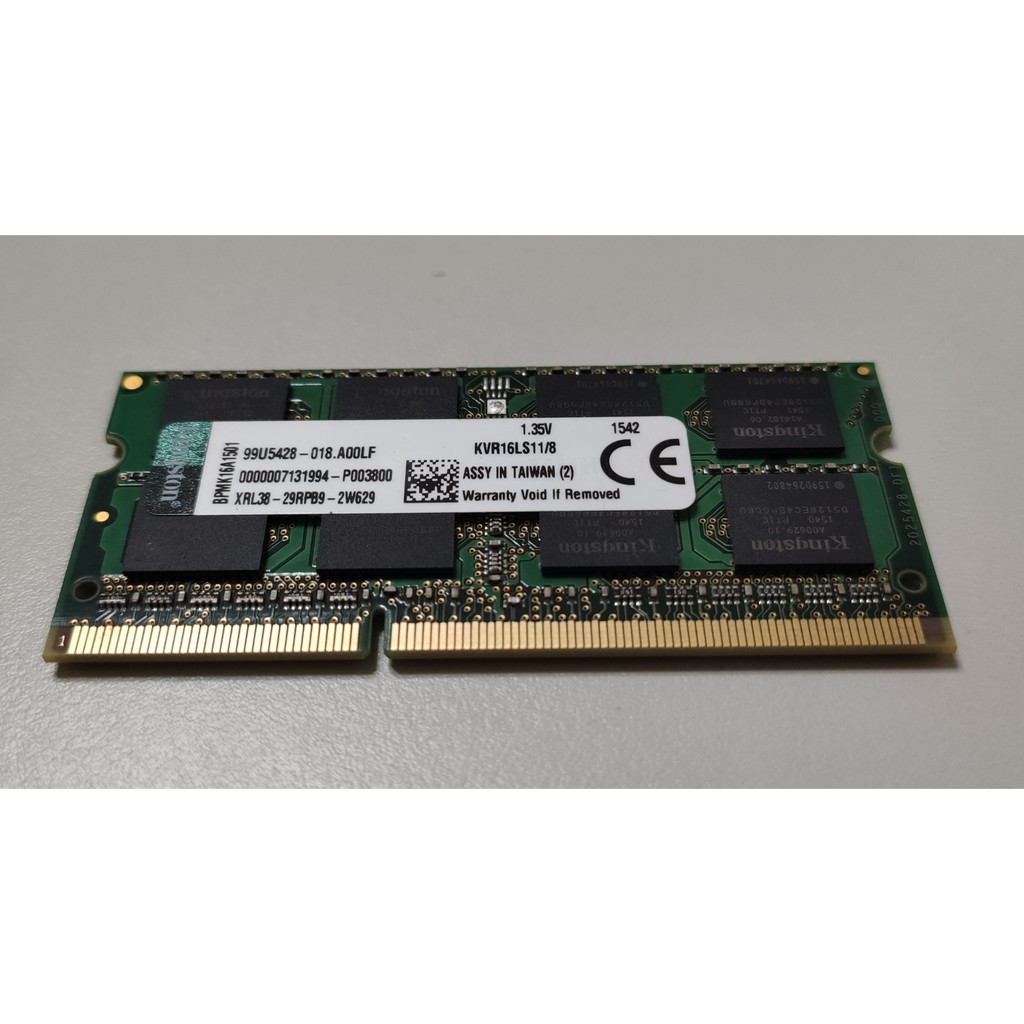 筆電記憶體 金士頓 DDR3L 8G 低電壓 筆電記憶體 KVR16LS11/8