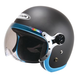 【小齊安全帽】瑞獅 ZEUS ZS-383A W 消光黑藍 飛行鏡片 超輕量 內襯全可拆 復古帽 安全帽 機車安全帽