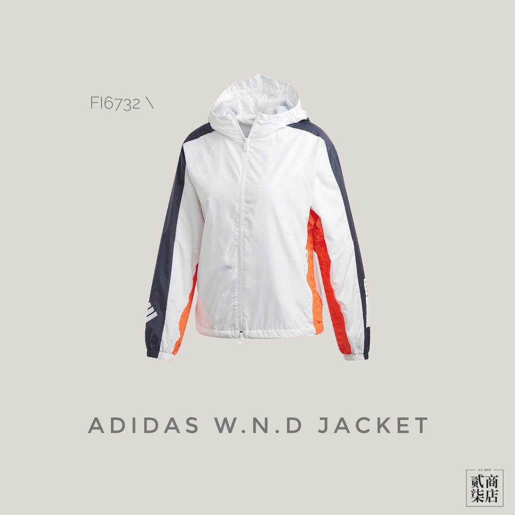 (貳柒商店) adidas W.N.D Jacket W 女款 白色 休閒 運動 外套 防風 連帽 FI6732