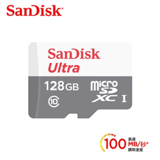 SanDisk Ultra microSD UHS-I 128GB 128G記憶卡-白 小卡 公司貨100MB/