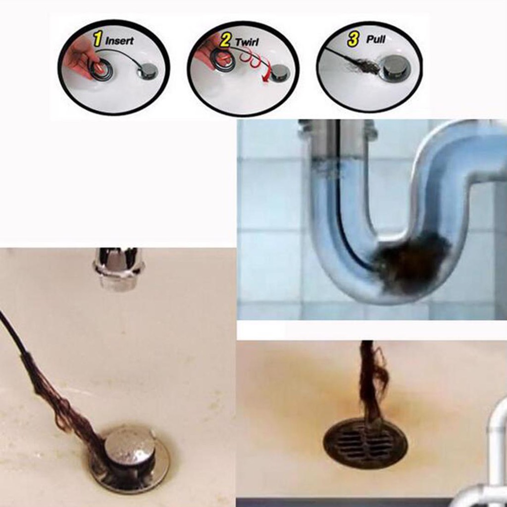 家用便攜式水槽浴缸疏通排水清潔器渦輪蛇排水脫毛器 蝦皮購物