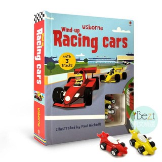 【一點書城】英文操作書Usborne Wind up Racing Car(厚紙趣味軌道車) 附玩具車*(硬頁書)