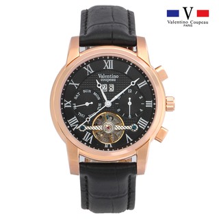 【范倫鐵諾 Valentino Coupeau】61369RG-1 旗艦多功能曆玫瑰金皮帶機械腕錶