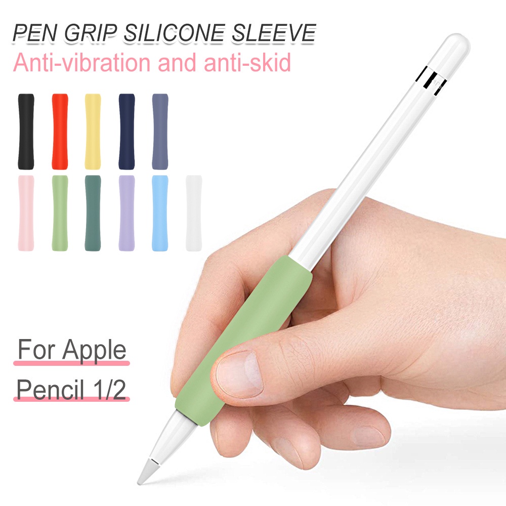 【快速交貨】兼容 Apple Pencil Case1/2 軟矽膠鉛筆握把保護套防滑彩色鉛筆盒握把 1/2