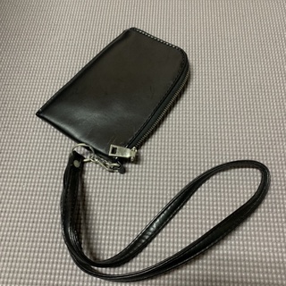 手機包 手機袋 內有一夾層 拉鍊 皮革 黑色🔅二手🔅