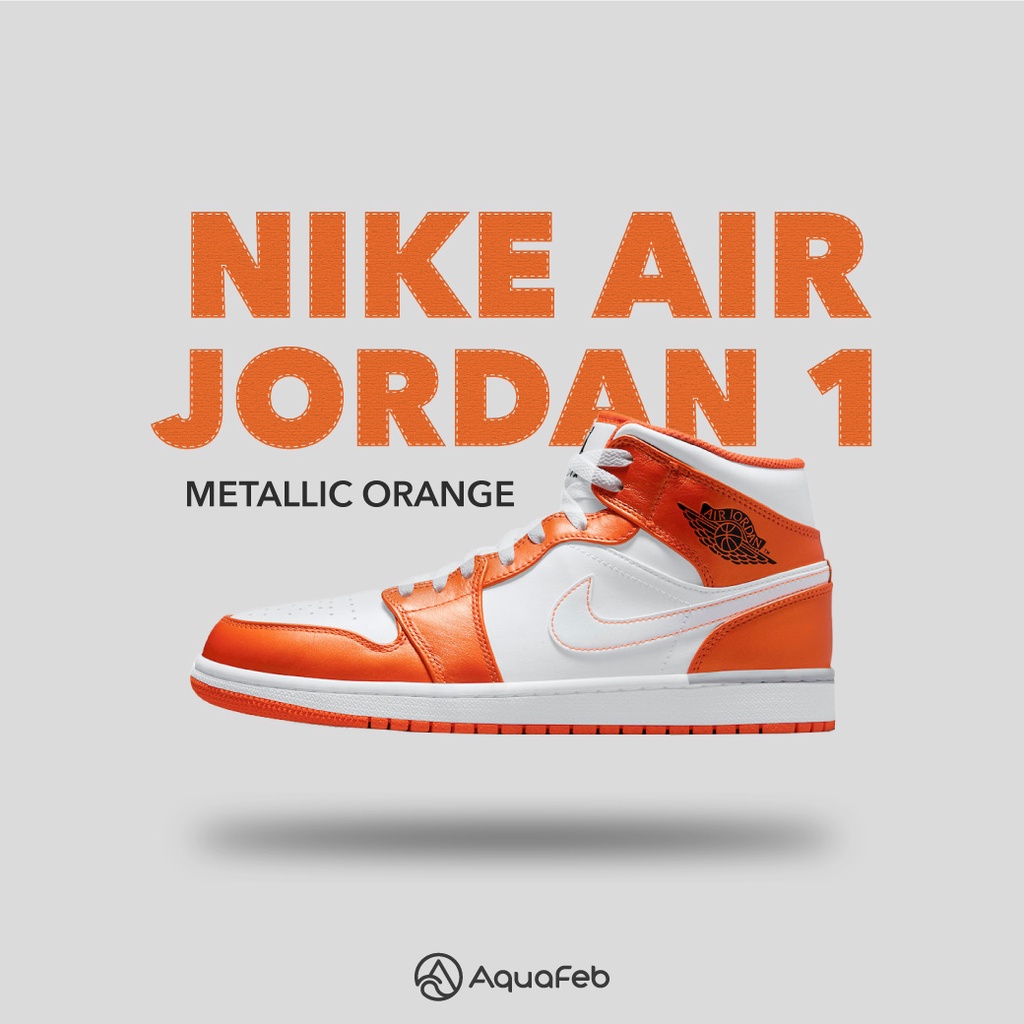 Nike Jordan 1 Mid Metallic Orange 男 白橘 經典 籃球 休閒鞋 DM3531-800