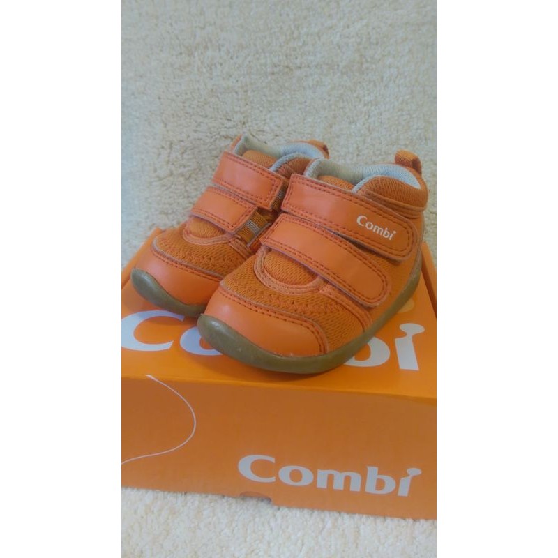 Combi 中筒機能幼兒鞋童鞋 橘 保護腳踝 學步鞋 13.5cm 二手
