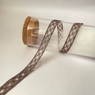 [[柚子手工]] 咖啡色斜格蕾絲織帶緞帶勞作美工髮飾材料 一份1碼 m1725