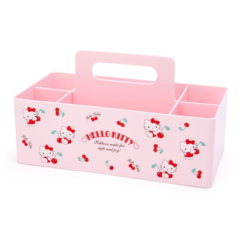 Hello Kitty 塑膠圓角長形可堆疊手提收納盒《粉.滿版》置物盒.置物籃