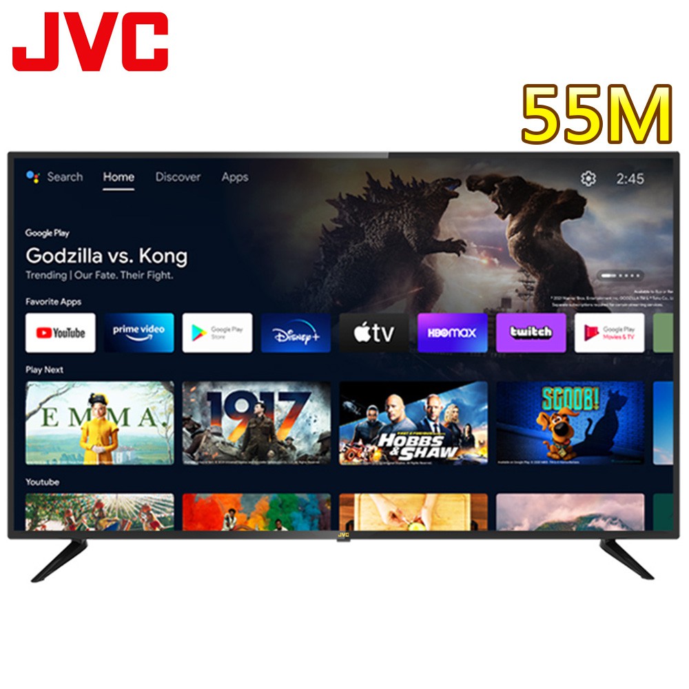 JVC 55吋4K HDR Android TV連網液晶顯示器55(M) 大型配送