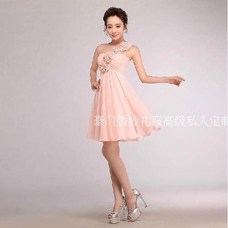 新款甜美單肩花小禮服新娘結婚禮服伴娘服婚禮宴會敬酒服晚禮服(本禮服出售/出租均可) A78
