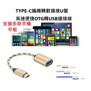 TYPE-C編織轉數據線U盤高速便捷OTG轉USB連接線