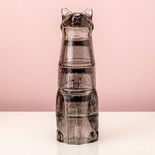 西班牙DOIY貓咪玻璃套杯可愛創意設計餐廳喝水杯疊疊杯黑貓橘貓創意居家 GGUB