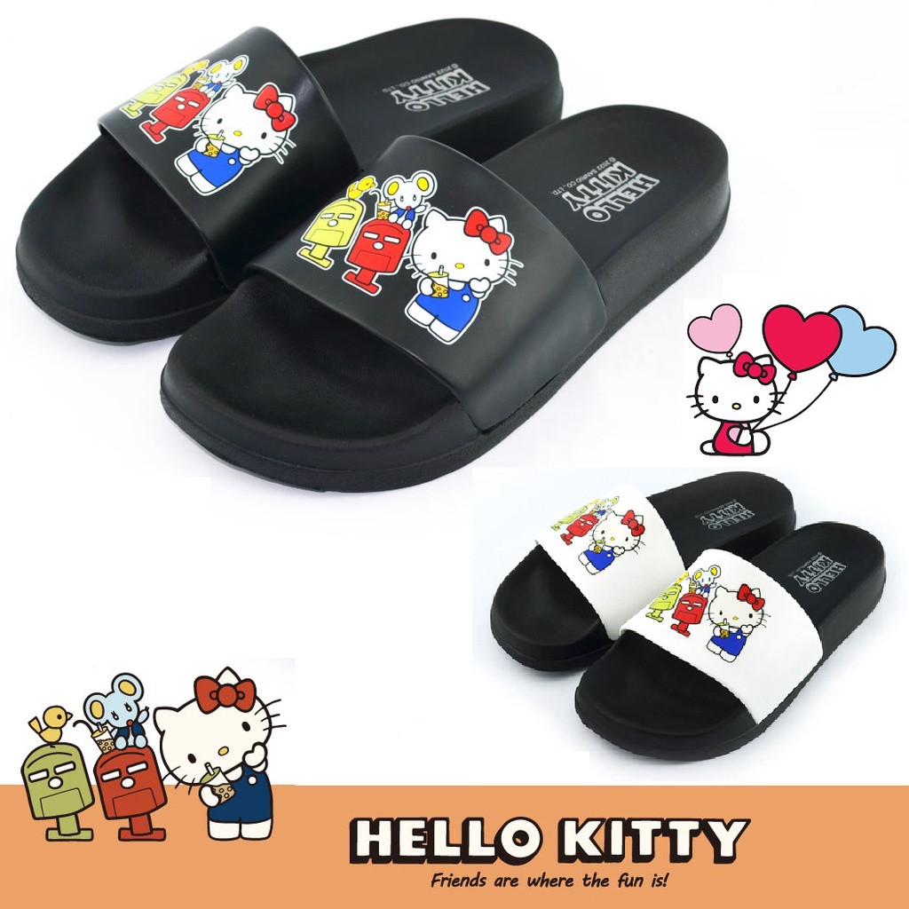💝ALEXANDER SHOES💝Hello Kitty 可愛凱蒂貓台灣主題輕量拖鞋『黑白、黑』922006