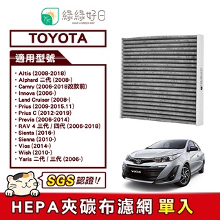 綠綠好日 適 TOYOTA Altis Alphard 二代 Camry 汽車冷氣HEPA濾網 GTY003